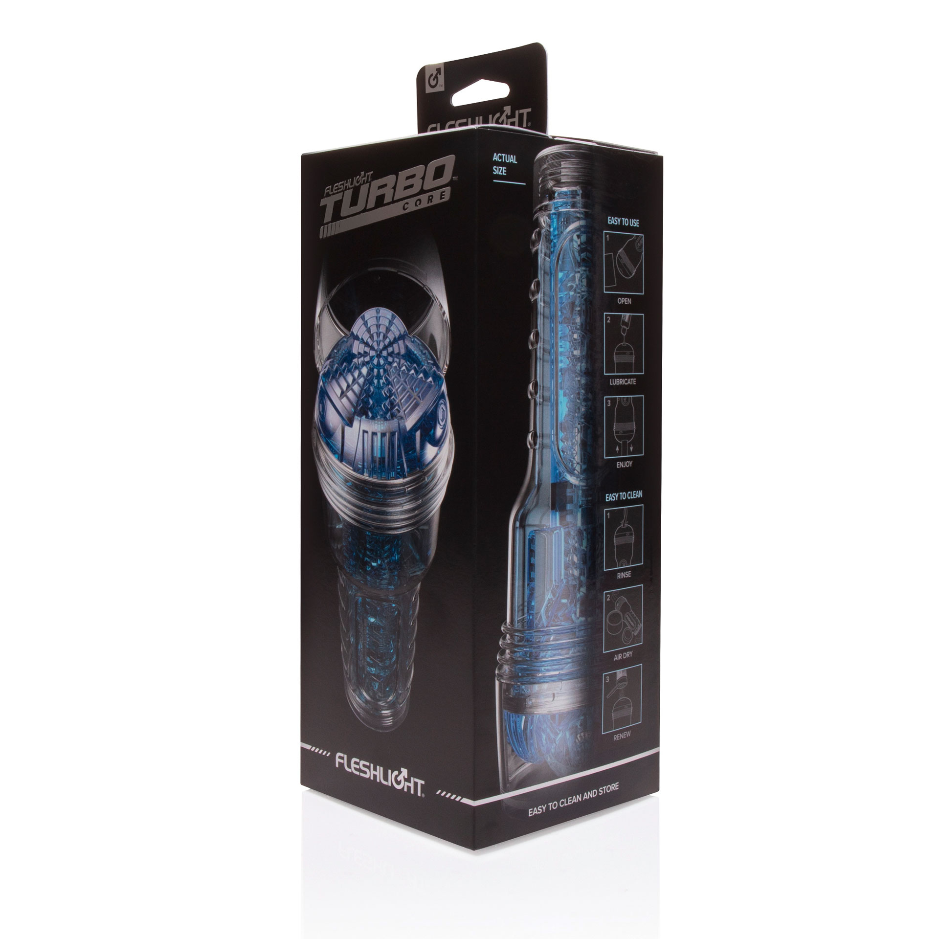 Fleshlight Turbo Core - Bild 1 Verkaufskarton des Masturbators Fleshlight Turbo Core