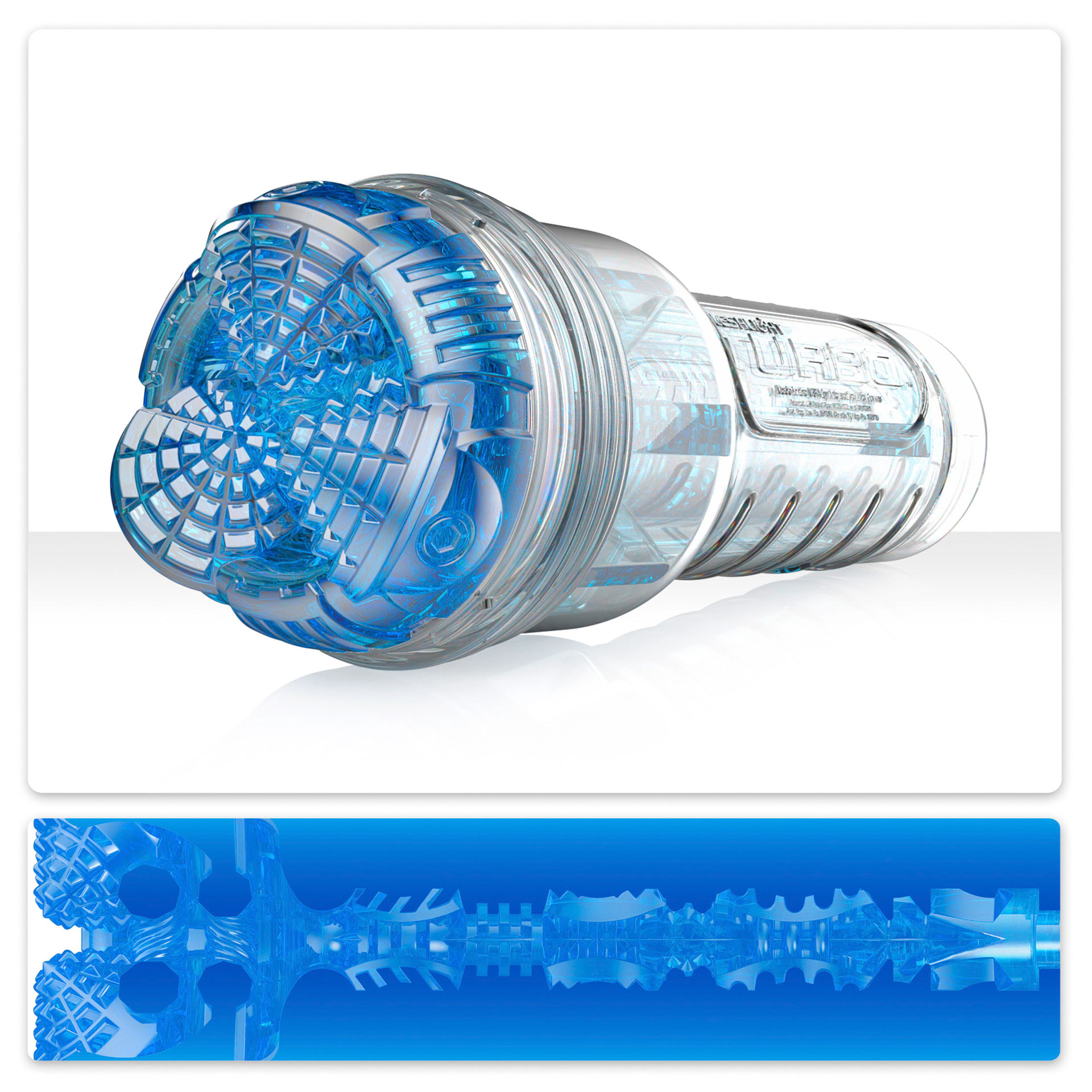 Masturbator Fleshlight Turbo Core mit graphischer Darstellung der Innenstruktur