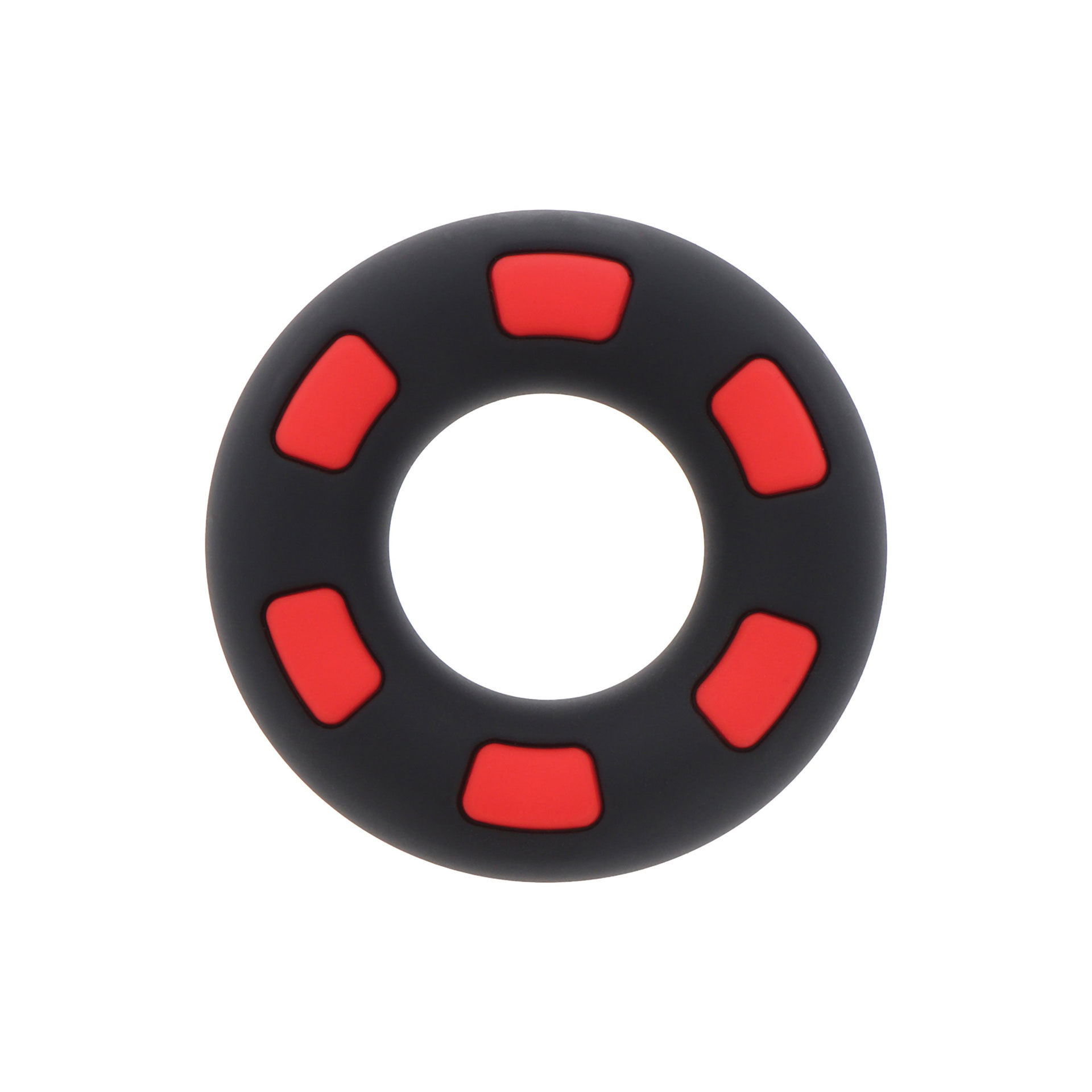 Cockring Super Stud - Bild 1 Schwarzer Cockring »Super Stud« mit rotem Muster von vorn