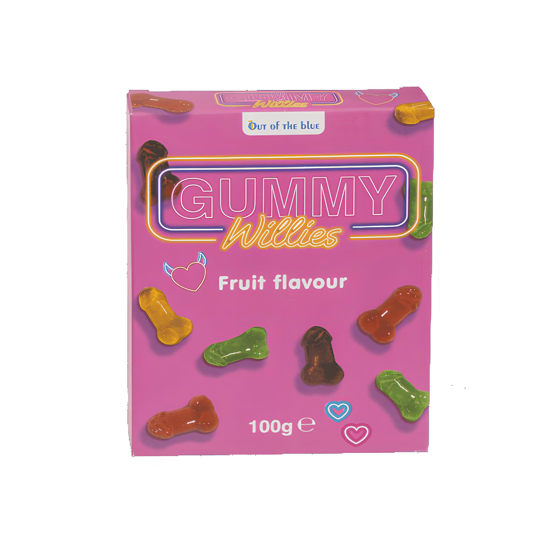 Gummy Willies - Bild 1 Eine Verpackung mit dem Aufdruck Gummy Willies und abgebildeten Weingummi-Penissen