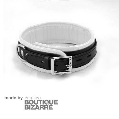 Boutique Bizarre Leder-Halsband schwarz-weiß
