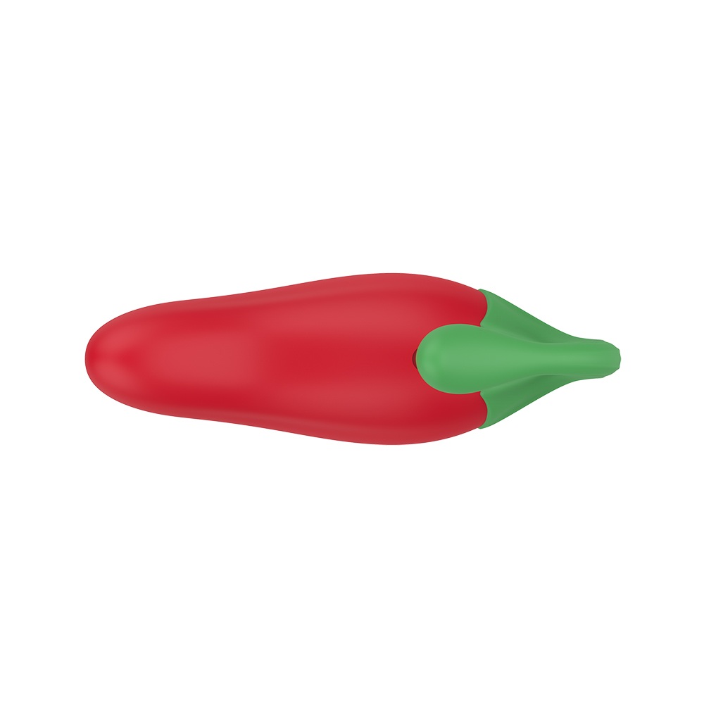 Kleiner Vibrator in Form einer roten Pfefferschote - Ansicht von oben