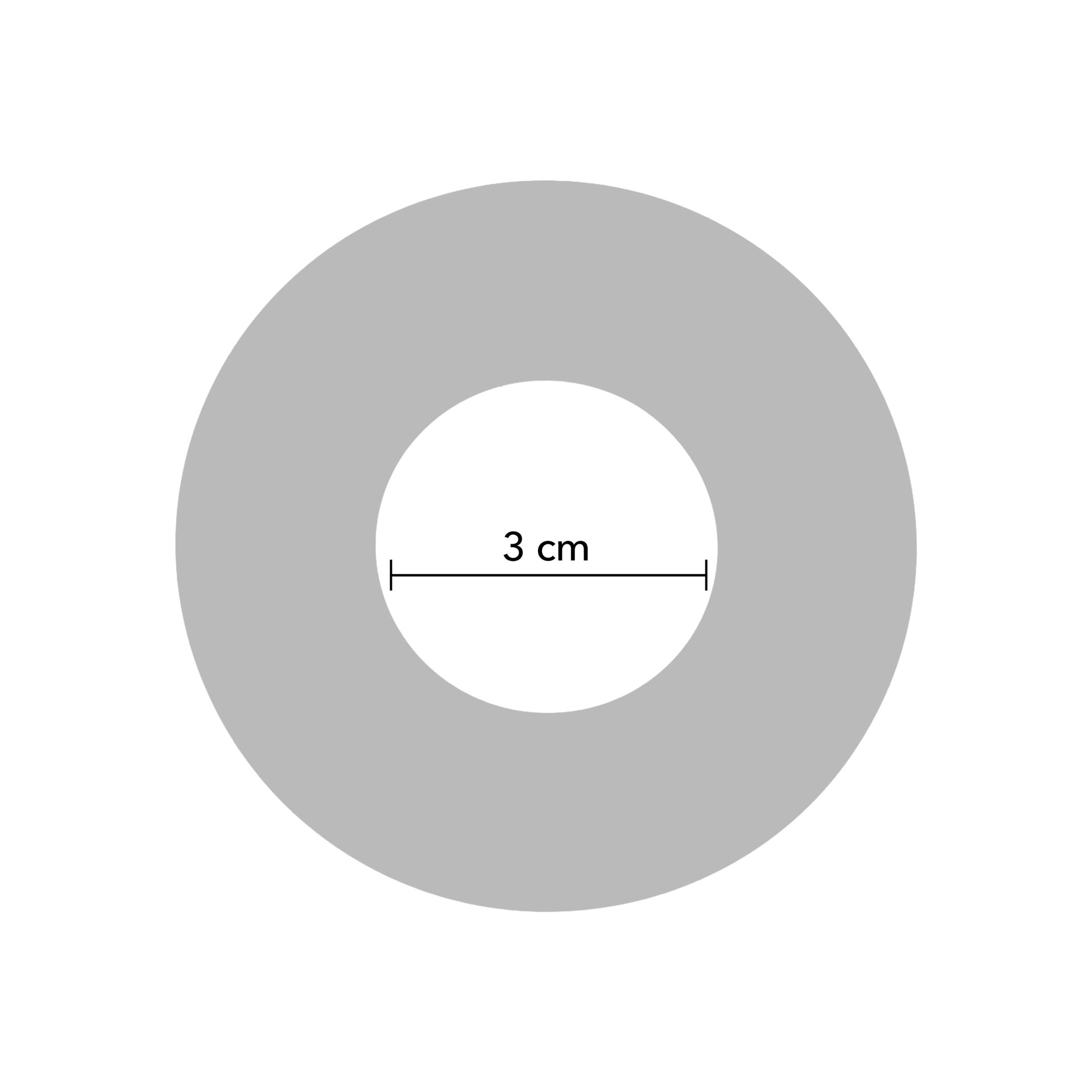 Graphisch dargestellter Cockring »Super Stud« mit Innendurchmesserangabe von 3 cm