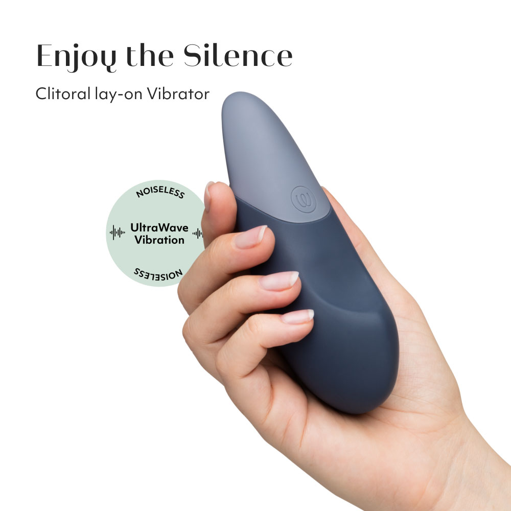 Aufliegevibrator Womanizer Vibe blau - Bild 4 Hinweis auf das sehr geringe Geräuschniveau des Aufliegevibrators Womanizer Vibe