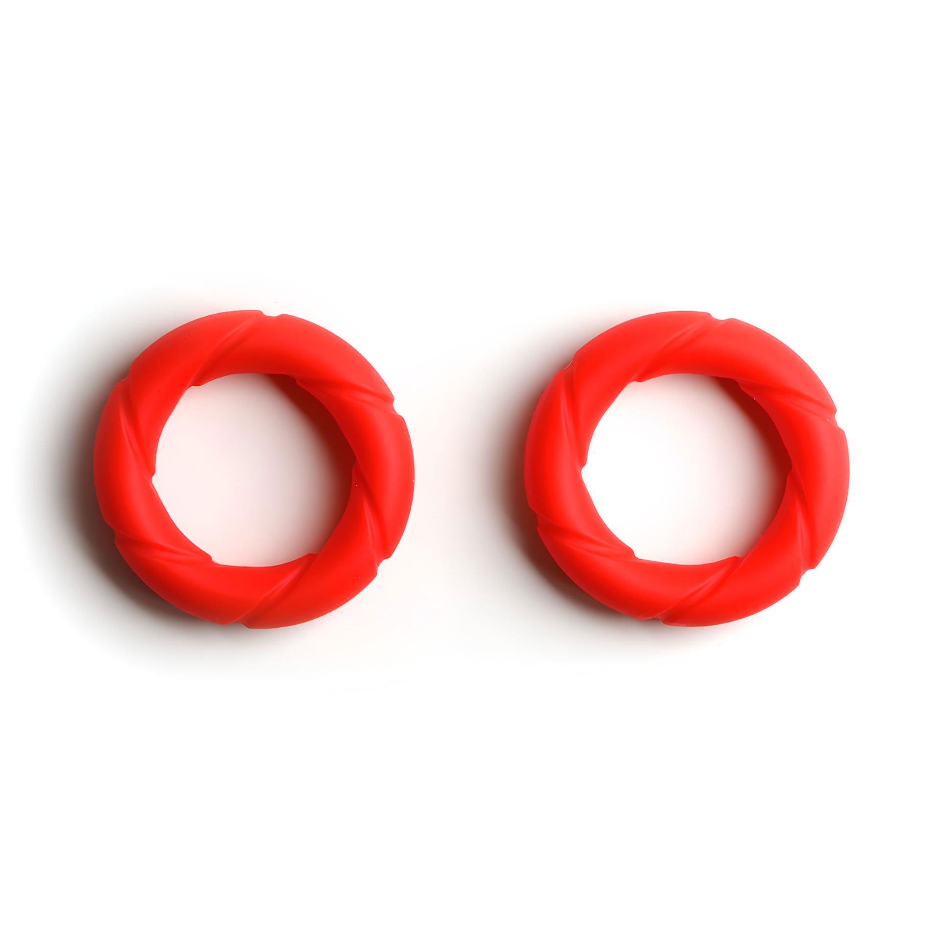Zwei identische rote Ringe nebeneinander liegend