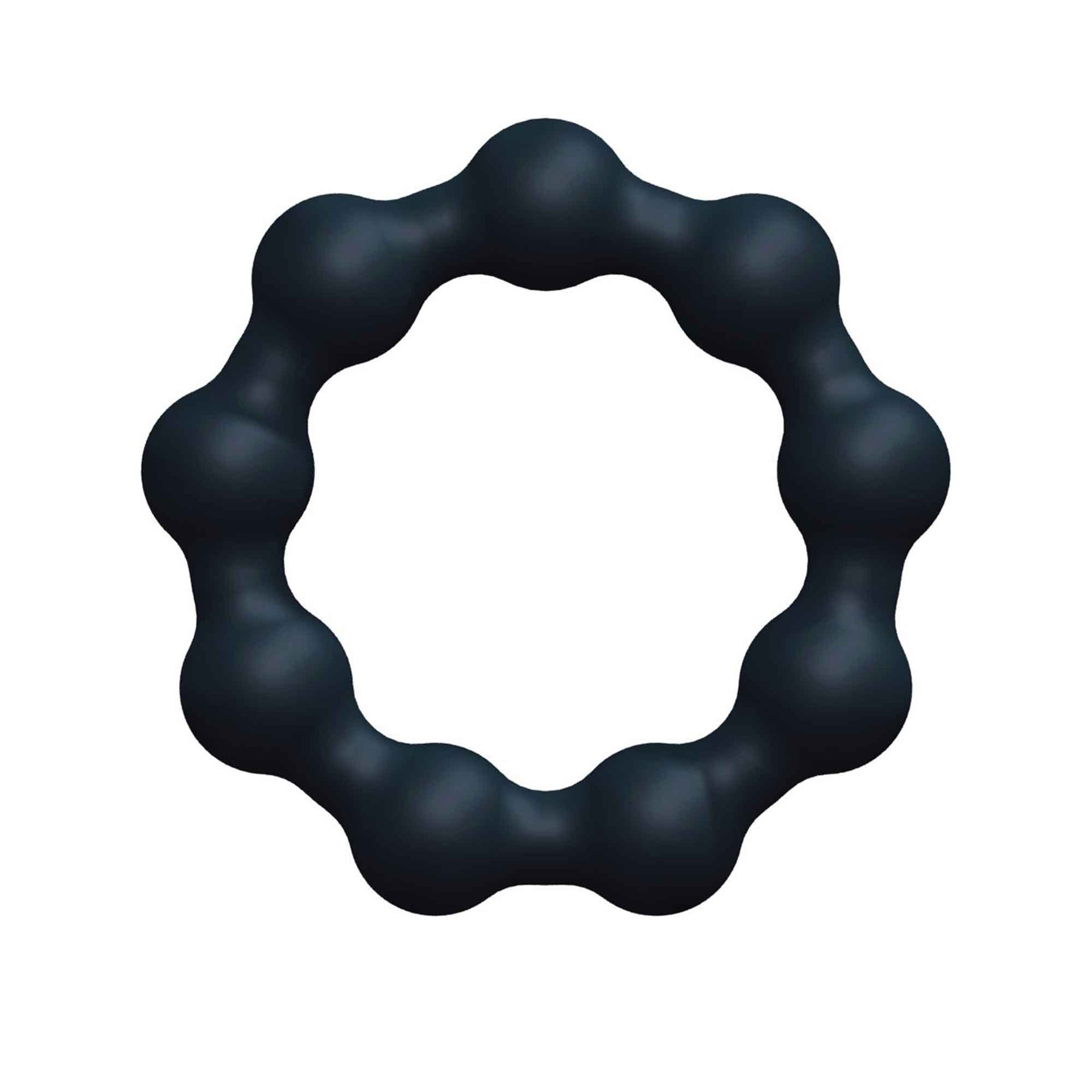 Ein schwarzer Ring, bestehend aus kugelförmigen Segmenten