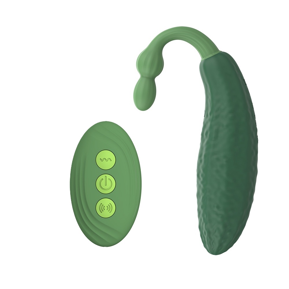 Kleiner Vibrator in Form und Farbe einer Gurke mit dazugehöriger Fernbedienung